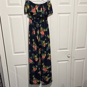 She + Sky Floral Strapless Romper/Dress, Small